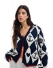 Miss Selfridge nautical jacquard cardigan in navy