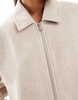 Aria Cove wool look zip through oversized jacket in light gray
