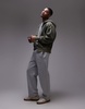 Topman premium heavyweight oversized acid wash zip through hoodie in washed khaki