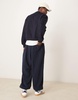 ASOS DESIGN baggy balloon brushed rib sweatpants in navy