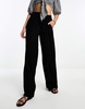 Bershka high waisted crinkle pants in black