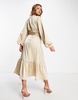 Amy Lynn wrap satin midi dress in champagne