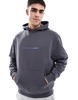 ASOS DESIGN oversized hoodie with front and back text print in charcoal