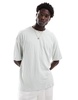 ASOS DESIGN oversized textured T-shirt in heavyweight 220gsm in gray with back print