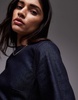 Topshop denim long sleeve shift dress in raw look indigo
