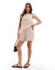 ASOS DESIGN textured pull on flippy shorts in rose stripe - part of a set
