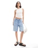 Bershka ruched sides tank top in white