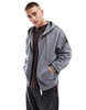 Cotton On box fit zip up hoodie in slate stone