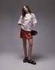 Topshop premium oversized embroidered vacation tee in white