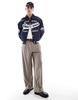 Bershka retro sports bomber jacket in blue