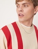 ASOS DESIGN oversized boxy fit knitted crew neck sweater with stripe pattern in beige
