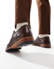 ASOS DESIGN brogue shoes in brown leather with natural sole and color details