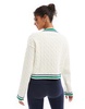 Bershka contrast trim cricket sweater in white