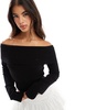 Bershka off the shoulder knit sweater in black