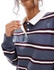 Cotton On long sleeve rugby polo shirt in blue stripe