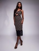 AFRM Josestte midi dress with lace trim detail in almond polka dot print