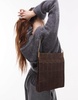 Mango suede square shoulder bag in dark brown