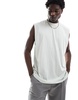 ASOS DESIGN oversized tank top in gray with abstract back print