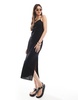 Monki linen midaxi slip dress in black - exclusive to ASOS