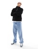 River Island 1987 half zip fleece in black