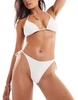 Monki mix and match tie side bikini bottom in white