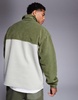 ASOS DESIGN oversized rugby polo fleece sweatshirt in green and gray