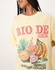 ASOS DESIGN oversized slubby t-shirt with rio de janeiro fruit graphic in yellow