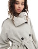 ASOS DESIGN short linen trench coat in stone