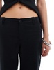 Bershka low rise linen wide leg tailored pants in black - part of a set