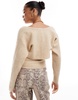 Pieces relaxed knit bolero in cream melange - part of a set