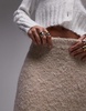 Topshop knit fluffy skirt in oat