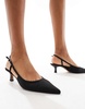 ASOS DESIGN Wide Fit Strut slingback kitten heeled shoes in black