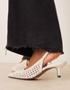 ASOS DESIGN Starry weave detail mid heel shoes in off-white