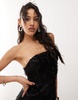 Amy Lynn allover fringe sequin bandeau midi dress in black