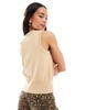 Brave Soul sleeveless knit vest with contrast buttons in camel