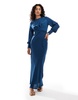 ASOS DESIGN belted maxi dress in navy