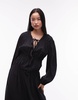 Topshop gathered bust midi dress in charcoal cupro