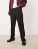 ASOS DESIGN smart high waist straight leg pants in black shimmer