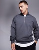ASOS DESIGN premium heavyweight oversized quarter zip sweatshirt 400gsm in washed black