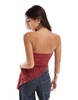 Bershka lace bandeau top in burgundy