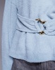 ASOS DESIGN ribbed boucle long sleeve top with gold trim detail in baby blue