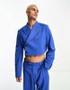 ASOS DESIGN cropped suit jacket in cobalt blue