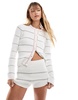 ASOS DESIGN knitted short with tipping detail in cream - part of a set