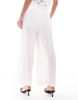Bershka wide leg linen look pants in white