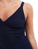 Bershka corset detail knitted maxi dress in navy