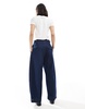 ASOS DESIGN barrel leg jean with tab detail in indigo - part of a set