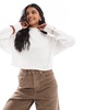 Bershka soft touch high neck top in ecru - part of a set