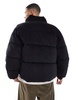 Bershka cord puffer jacket in black