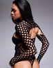Ann Summers Ashton fishnet detail bodysuit in black