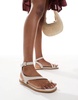ASOS DESIGN Wide Fit Florrie toe loop strappy sandal in off white
